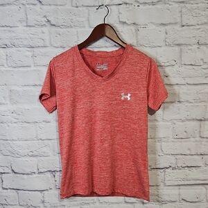 Under Armour Women's Heathered Coral V-Neck Tee